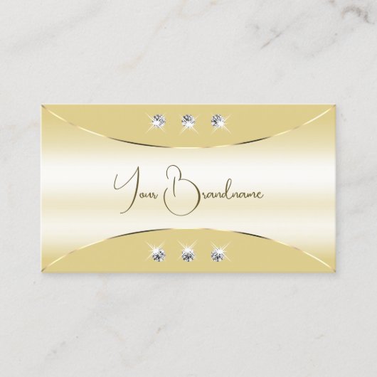 Luxe Crème met Gouden Decor Sparkle Diamonds Glam Visitekaartje (Voorkant)