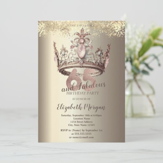 Luxe Crown Gold Confetti 65e verjaardag Kaart (Staand voorkant)