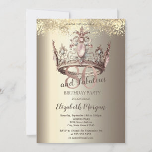 Luxe Crown Gold Confetti 80ste verjaardag Kaart