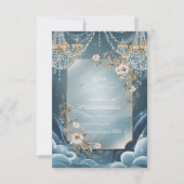 Luxe Crystal Kroonluchter bloemenbruiloft RSVP Kaartje (Voorkant)