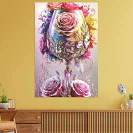 Luxe Crystal Wine Glass Waterverf Canvas Afdruk