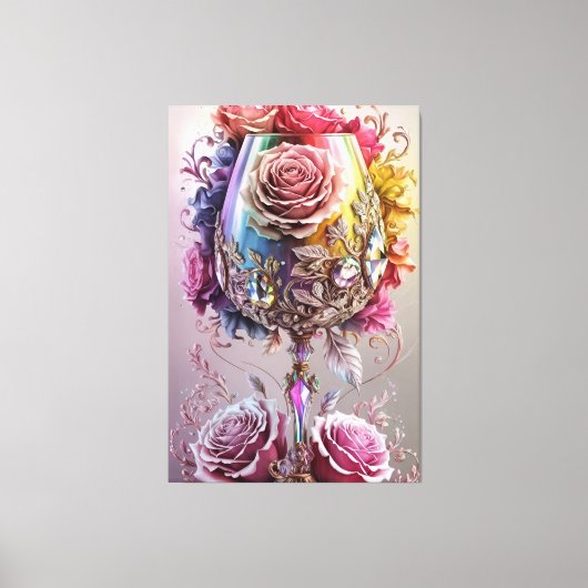 Luxe Crystal Wine Glass Waterverf Canvas Afdruk (Voorkant)