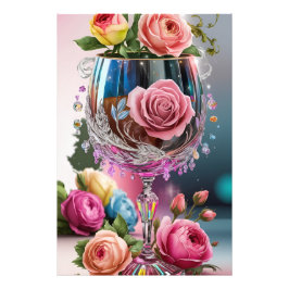 Luxe Crystal Wine Glass Waterverf Foto Afdruk
