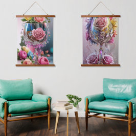 Luxe Crystal Wine Glass Waterverf Hangend Wandkleed