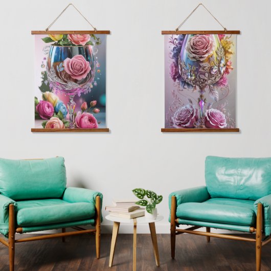 Luxe Crystal Wine Glass Waterverf Hangend Wandkleed (Woonkamer)