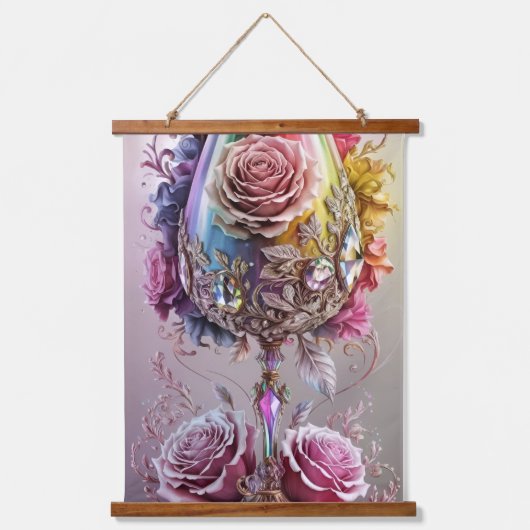 Luxe Crystal Wine Glass Waterverf Hangend Wandkleed (Voorkant 2)