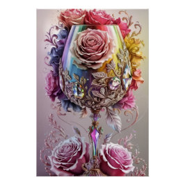 Luxe Crystal Wine Glass Waterverf Perfect Poster
