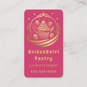 Luxe Cupcake Thuisbakkersij Pastry Chef Heet Roze Visitekaartje (Voorkant)