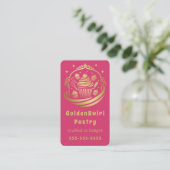 Luxe Cupcake Thuisbakkersij Pastry Chef Heet Roze Visitekaartje (Staand voorkant)