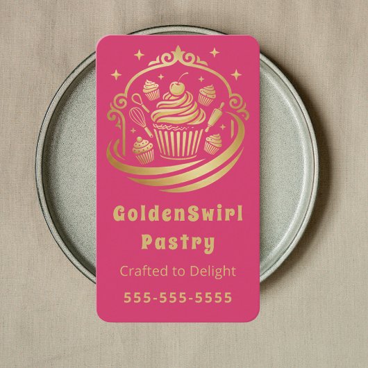 Luxe Cupcake Thuisbakkersij Pastry Chef Heet Roze Visitekaartje