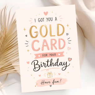 Luxe Cute Verjaardag Goud Kaart