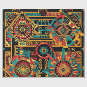 Luxe Cyaan "Aztec Dream" artistieke inpakpap Cadeaupapier (Vlak)