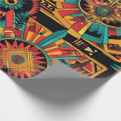 Luxe Cyaan "Aztec Dream" artistieke inpakpap Cadeaupapier (Hoek)