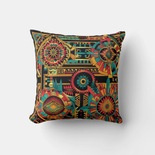 Luxe Cyaan "Aztec Dream" Patroon Gooi Kussen