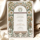 Luxe Daisy Floral Art Nouveau bruiloft Kaart