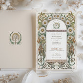 Luxe Daisy Floral Art Nouveau bruiloft Kaart