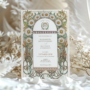 Luxe Daisy Floral Art Nouveau bruiloft Kaart