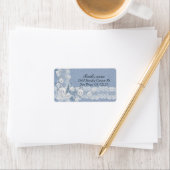 Luxe Daisy Lace Blue Burlap Adreslabel Etiket (Insitu)