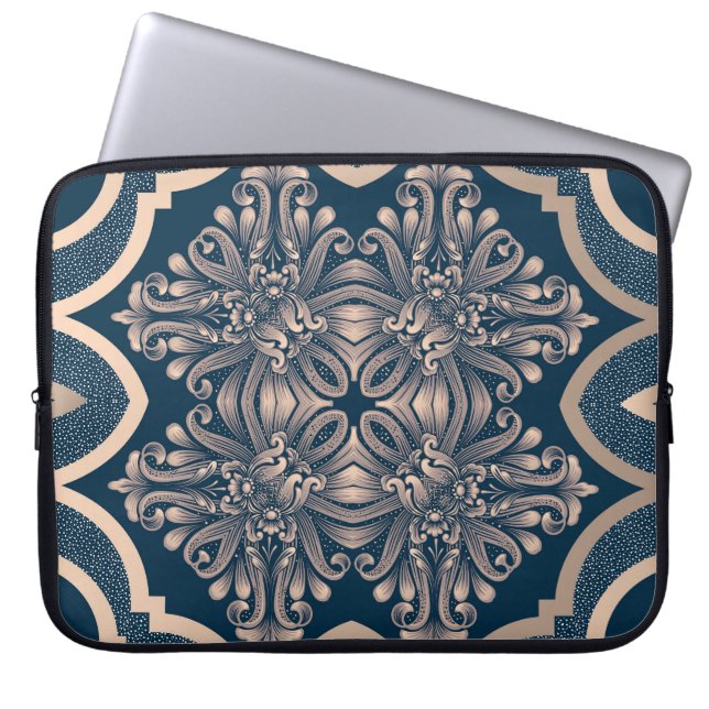 Luxe  damast naadloos patroon laptop sleeve (Voorkant)