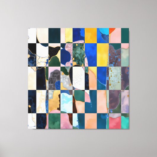 Luxe dambordgordijn canvas afdruk (Voorkant)