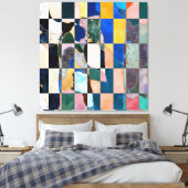 Luxe dambordgordijn canvas afdruk (Insitu (Slaapkamer))