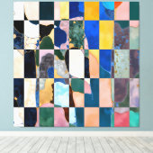 Luxe dambordgordijn canvas afdruk (Insitu (Houten vloer))