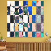 Luxe dambordgordijn canvas afdruk (Insitu (Woonkamer))