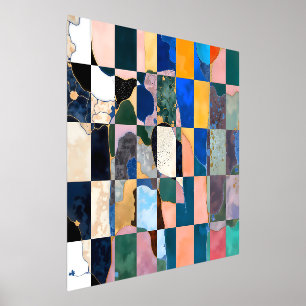 Luxe dambordgordijn folie afdrukken