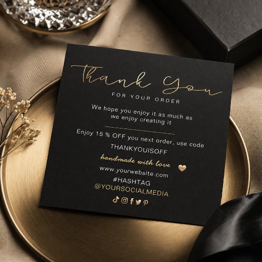 Luxe Dank Je Wel Elegant Zwart en Goud