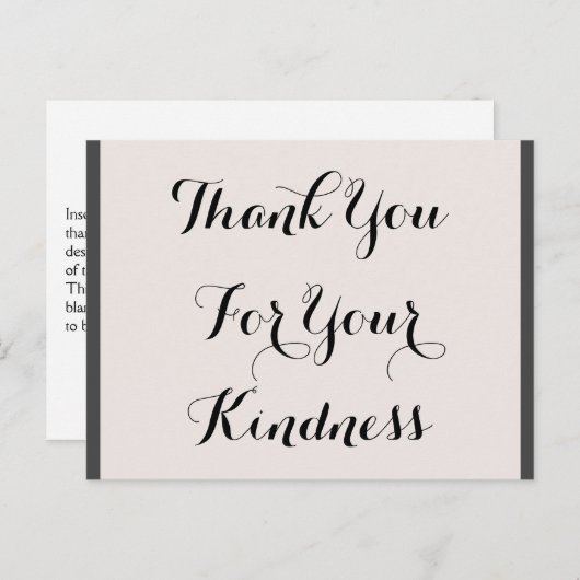 Luxe "Dank u voor uw vriendelijkheid" briefkaart (Voorkant / Achterkant)