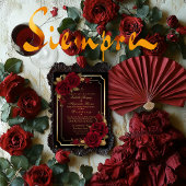 Luxe Dark Bourgogne Moody Roos bruiloft Kaart