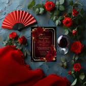 Luxe Dark Bourgogne Moody Roos bruiloft Kaart