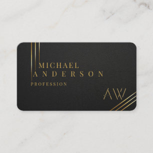 Luxe Dark Golden Monogram Professional Business Visitekaartje
