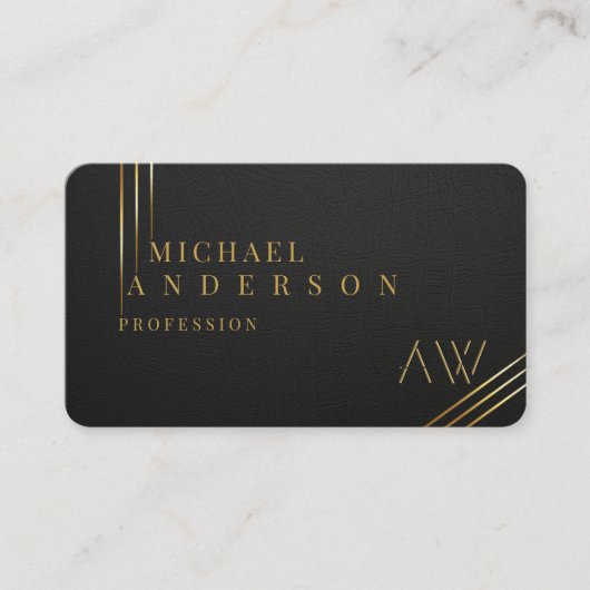 Luxe Dark Golden Monogram Professional Business Visitekaartje (Voorkant)