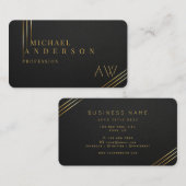 Luxe Dark Golden Monogram Professional Business Visitekaartje (Voorkant / Achterkant)