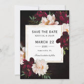 Luxe Dark Moody Bourgogne Blush Bloemen Huwelijk Save The Date (Voorkant)