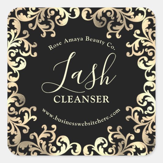 Luxe decoratieve Faux Gold Lijst Lash Cleanser Vierkante Sticker (Voorkant)