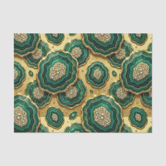 Luxe Decoupage | Bosgroen + Gouden Agate Geode Tissuepapier (Voorkant)