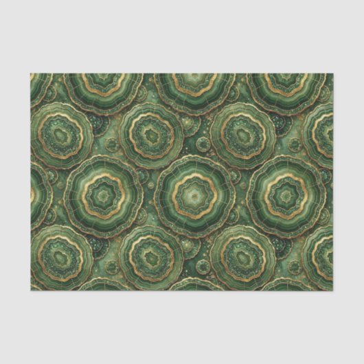 Luxe Decoupage | Bosgroen + Gouden Agate Geode Tissuepapier (Voorkant)