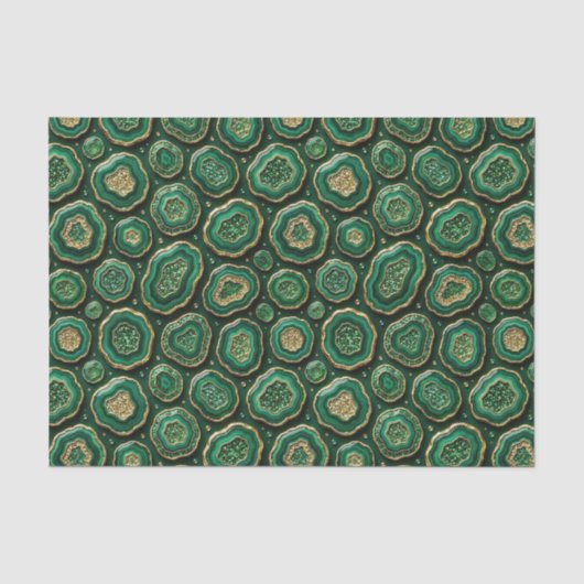 Luxe Decoupage | Bosgroen + Gouden Agate Geode Tissuepapier (Voorkant)