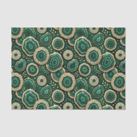 Luxe Decoupage | Bosgroen + Gouden Agate Geode Tissuepapier (Voorkant)