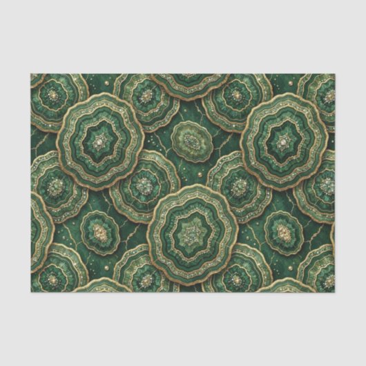 Luxe Decoupage | Bosgroen + Gouden Agate Geode Tissuepapier (Voorkant)