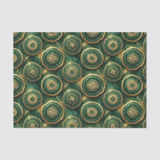 Luxe Decoupage | Bosgroen + Gouden Agate Geode Tissuepapier (Voorkant)
