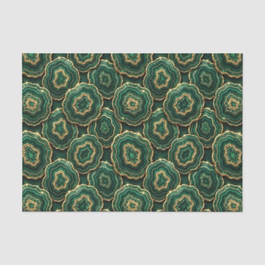 Luxe Decoupage | Bosgroen + Gouden Agate Geode Tissuepapier (Voorkant)