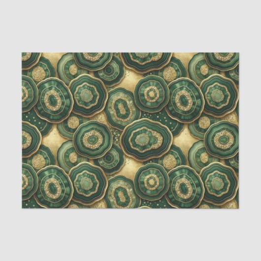Luxe Decoupage | Bosgroen + Gouden Agate Geode Tissuepapier (Voorkant)