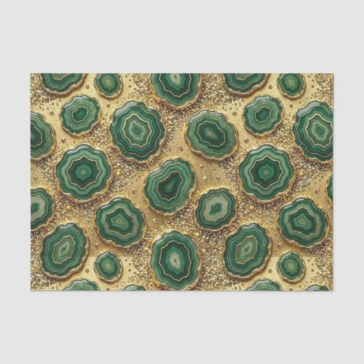 Luxe Decoupage | Bosgroen + Gouden Agate Geode Tissuepapier (Voorkant)