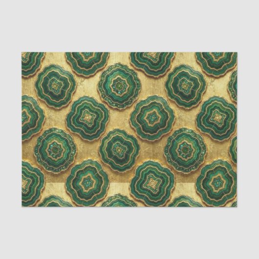 Luxe Decoupage | Bosgroen + Gouden Agate Geode Tissuepapier (Voorkant)
