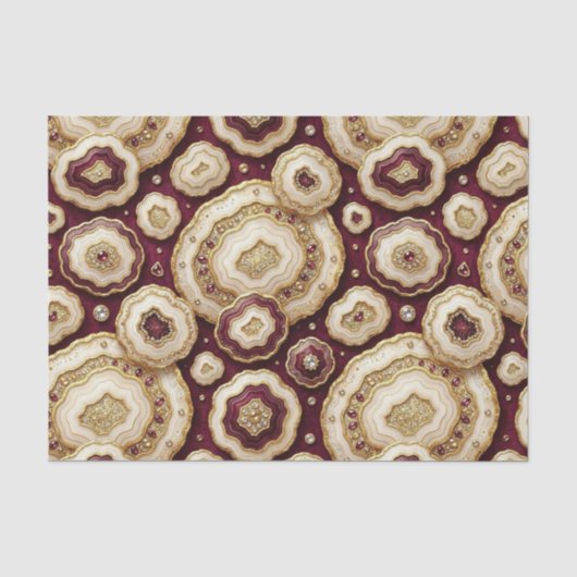 Luxe Decoupage | Bourgondië + Goud Agate Geode Tissuepapier (Voorkant)