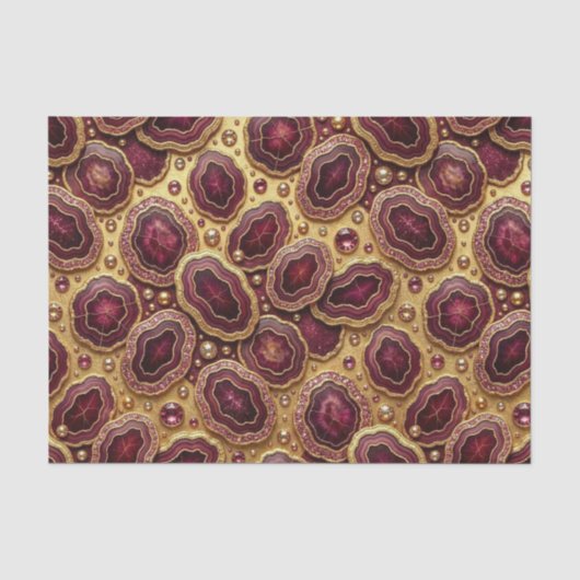 Luxe Decoupage | Bourgondië + Goud Agate Geode Tissuepapier (Voorkant)