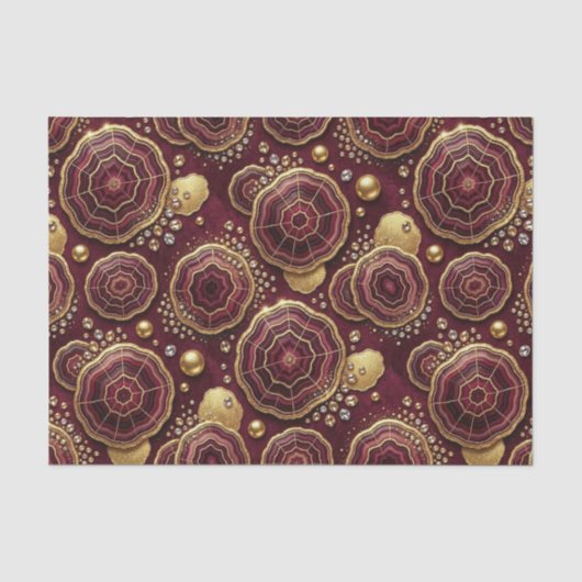 Luxe Decoupage | Bourgondië + Goud Agate Geode Tissuepapier (Voorkant)